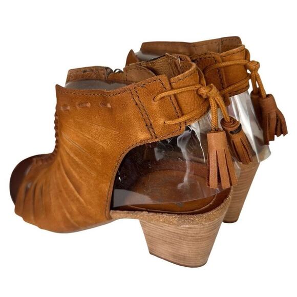 Miz Mooze Block Heel Maddie Leather Brown Open Toe Sandals Zip up Boho 41 NWOB - Picture 11 of 12